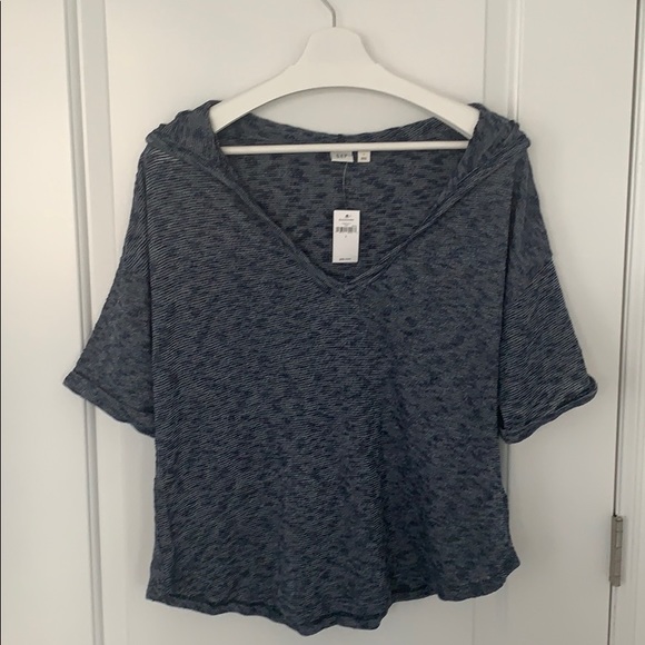 GAP Marled V-neck hoodie (Size L; navy marl) - Picture 3 of 6